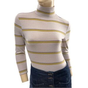 Free People- Off the Slopes lavender striped turtleneck bodysuit- medium